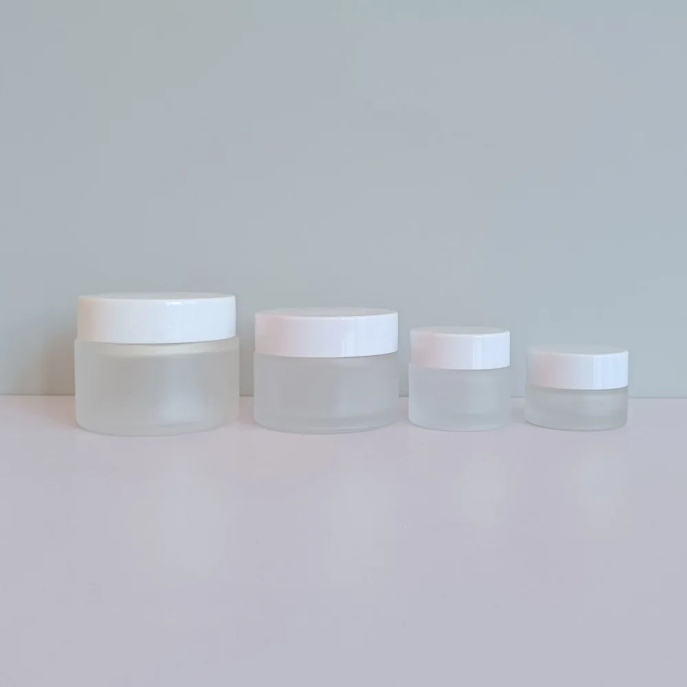 Wholesale Custom air Tight 5ml 10ml 15ml 20ml 30ml 50ml 100ml Matte Frosted Glass Cream Cosmetic Jars with Screw Aluminum Lid - 图片 2