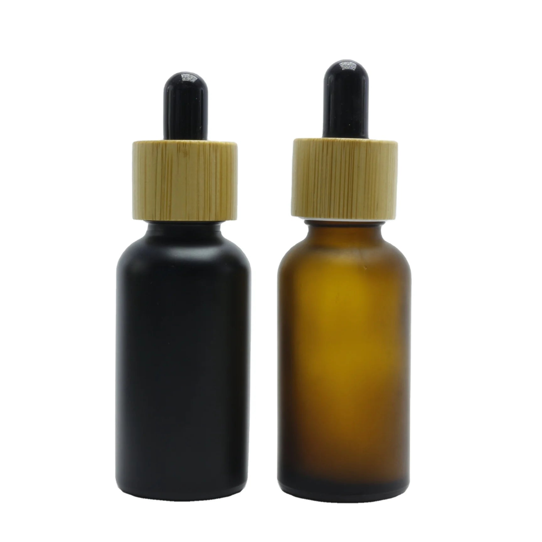 10ml 15ml 20ml 30ml 50ml 100ml frosted wooden lid dropper bottle black clear amber essential oil glass bottle with bamboo cap - 图片 3
