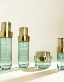 Luxury Skincare Cosmetic Set 40ml 100ml 120ml Glass Lotion Bottle Eye Cream Jar with Gold Lid and Custom Printed logo Packaging