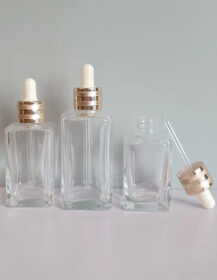 square Luxury Essential Oil Bottle 30ml 50ml 100ml Cosmetics Serum Glass Dropper Bottles for Serum Essential Oil
