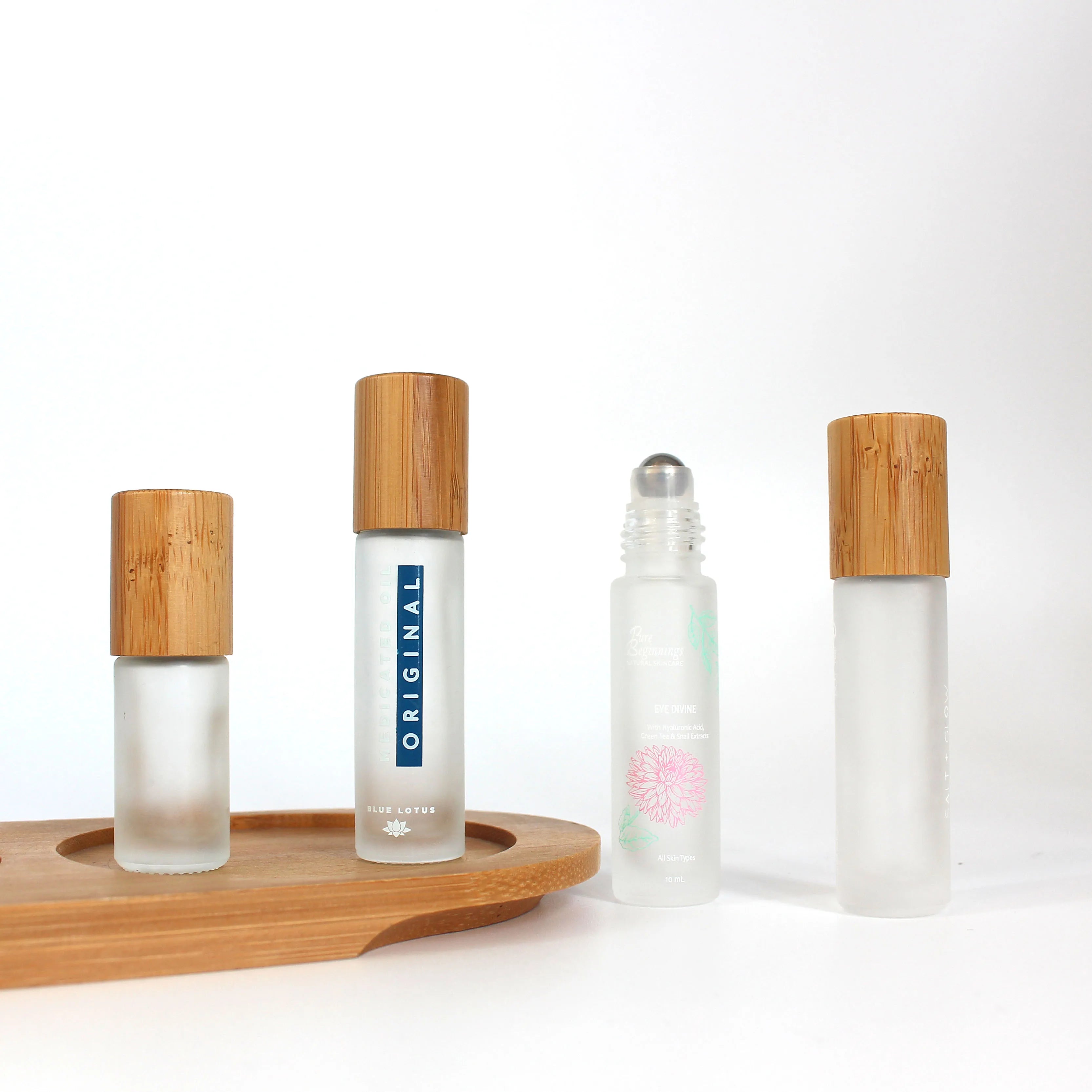 Empty Bamboo Wooden Refillable 10 ml Frosted Amebr Essential Oils Roller Perfume Bottle - 图片 3
