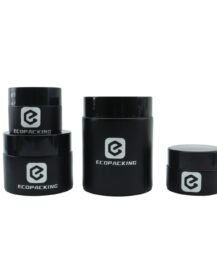 Wholesale Custom Cosmetic Packaging Jar 30ml 50ml 100ml 150ml Matte Black Face Cream Glass Cosmetic Jars With Lid