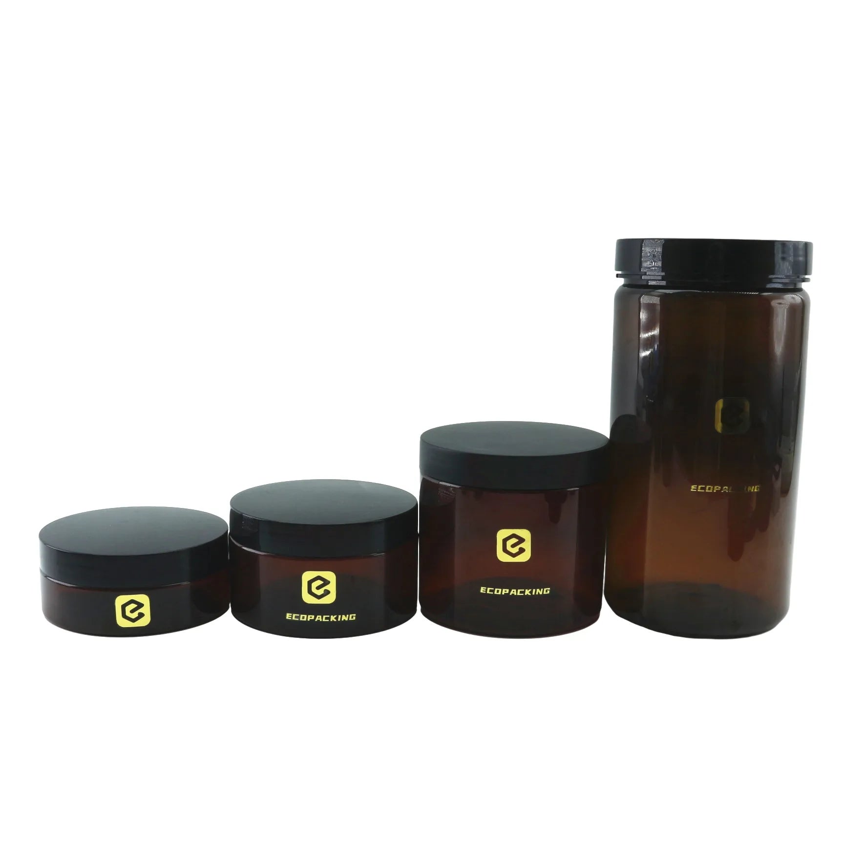 Empty Cream Jar 50ml 100ml 150ml 200ml 250ml Amber PET Plastic Cosmetic Jars With Screw Lid F888 - 图片 2