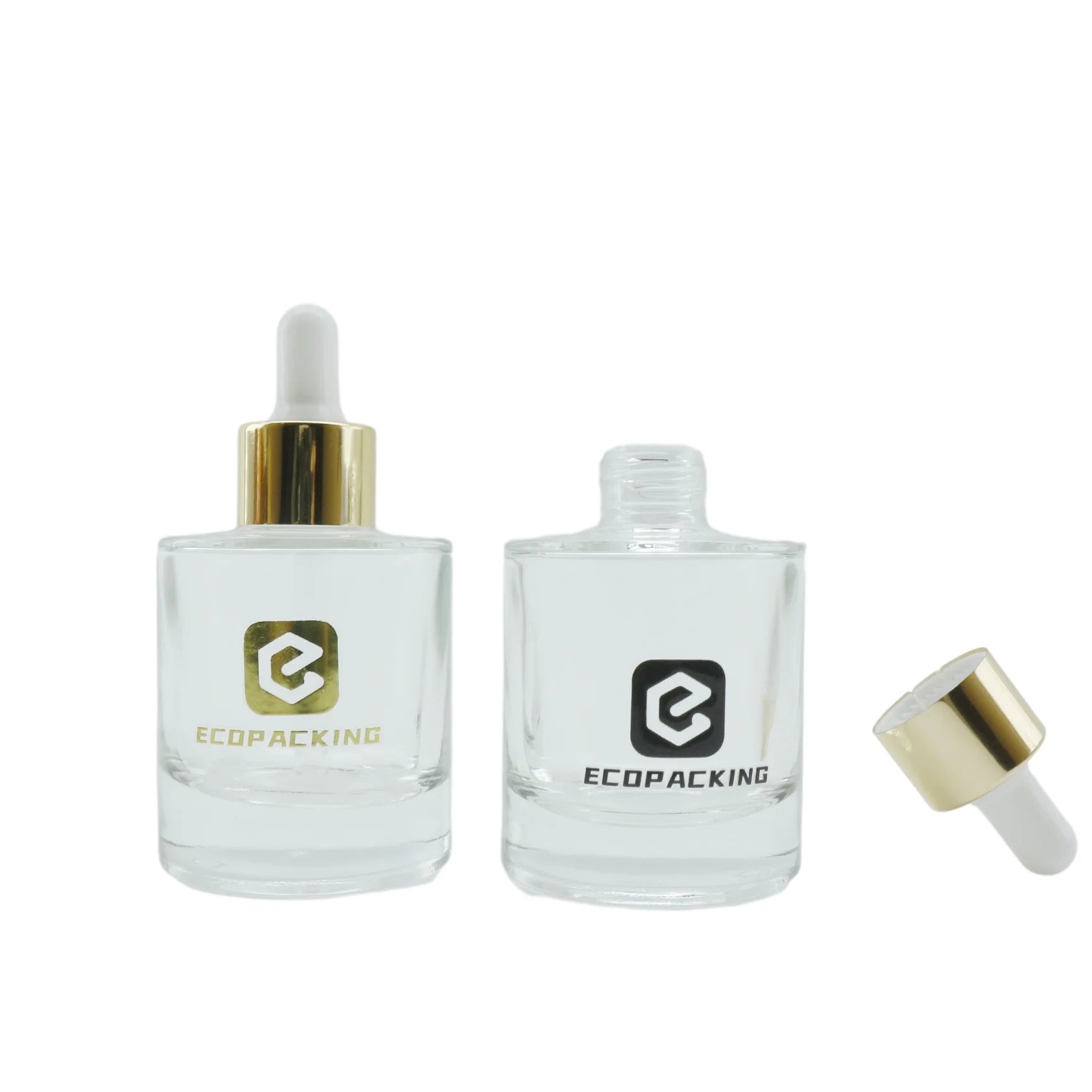 30ml 50ml Serum Cosmetic Packaging Gradient Flat Shoulder Empty Repair Glass Dropper Bottle Oil Bottle with Dropper