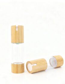 Eco Friendly Bamboo Cosmetic Vacuum 15ml 30ml 50ml Bamboo Airless Pump Bottle with Lotion Pump