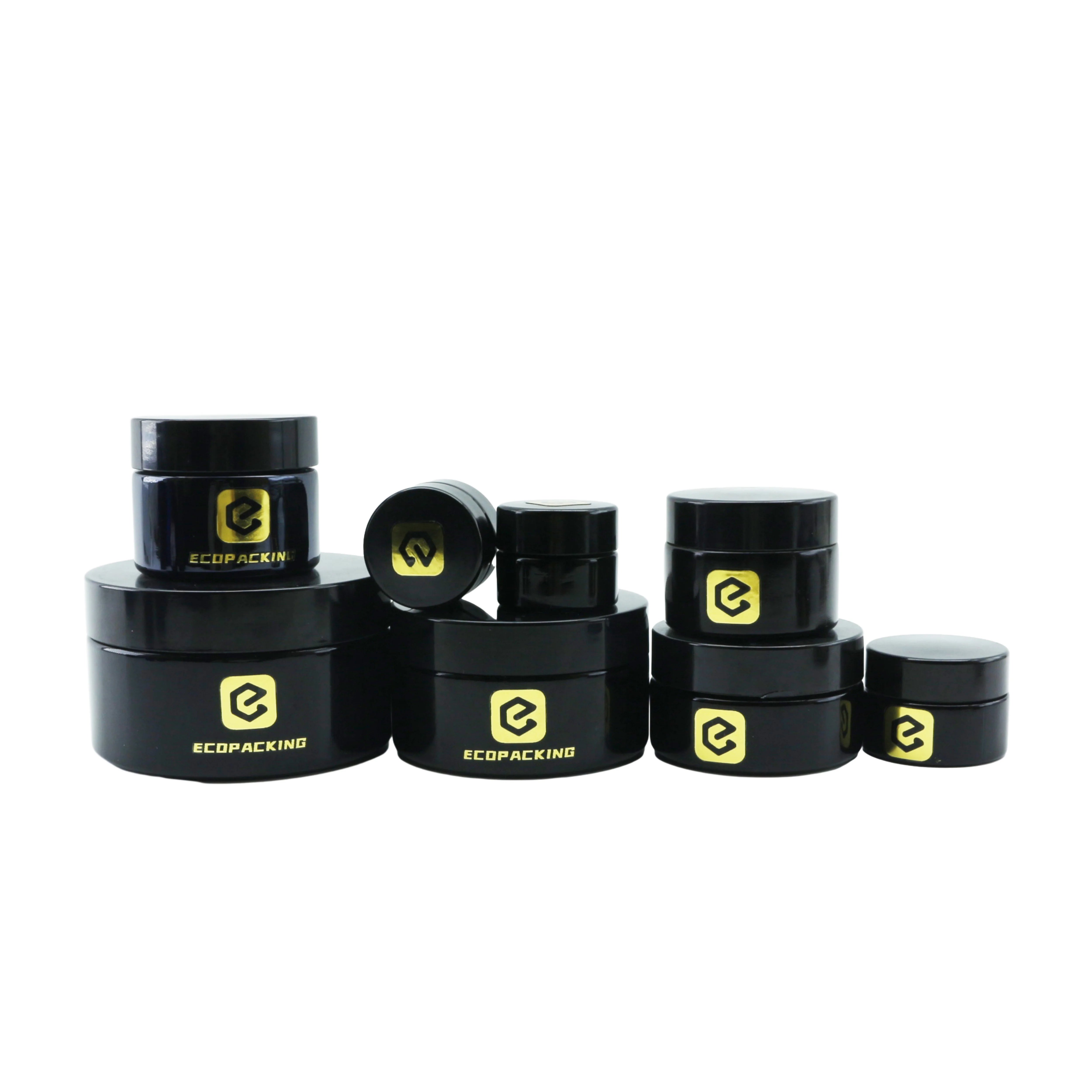 OEM Custom Wholesale 100ml 200ml 250ml 500ml 1000ml UV Black Violet Glass Jars Black Lid for Dry Tea Skin Care Cream Cosmetic - 图片 6