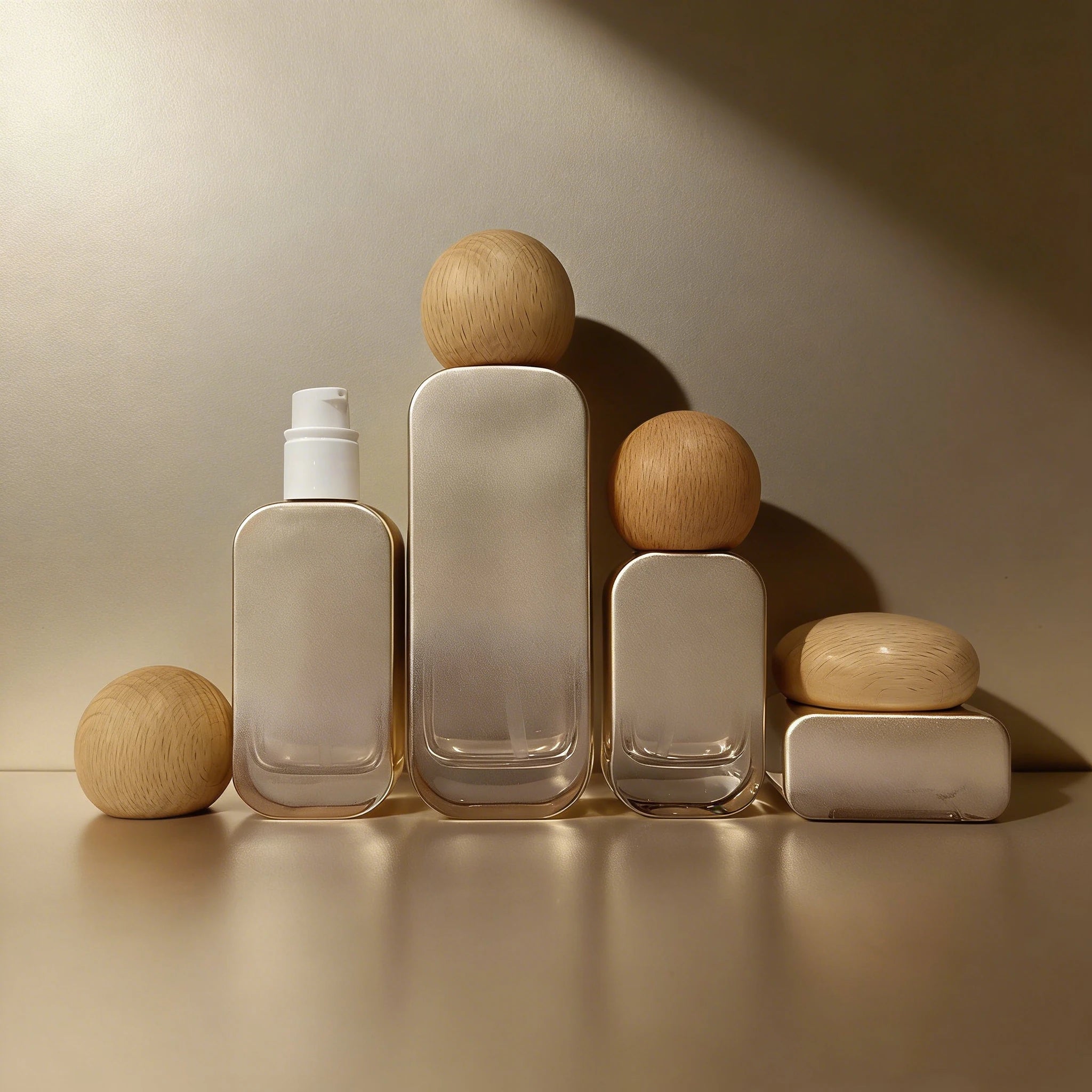Cosmetic Packaging Set 20ml 30ml 50ml 100ml 120ml 100ml Luxury Glass Lotion Pump Bottle 30g 50g Square Cream Jar Skin Care Serum - 图片 4