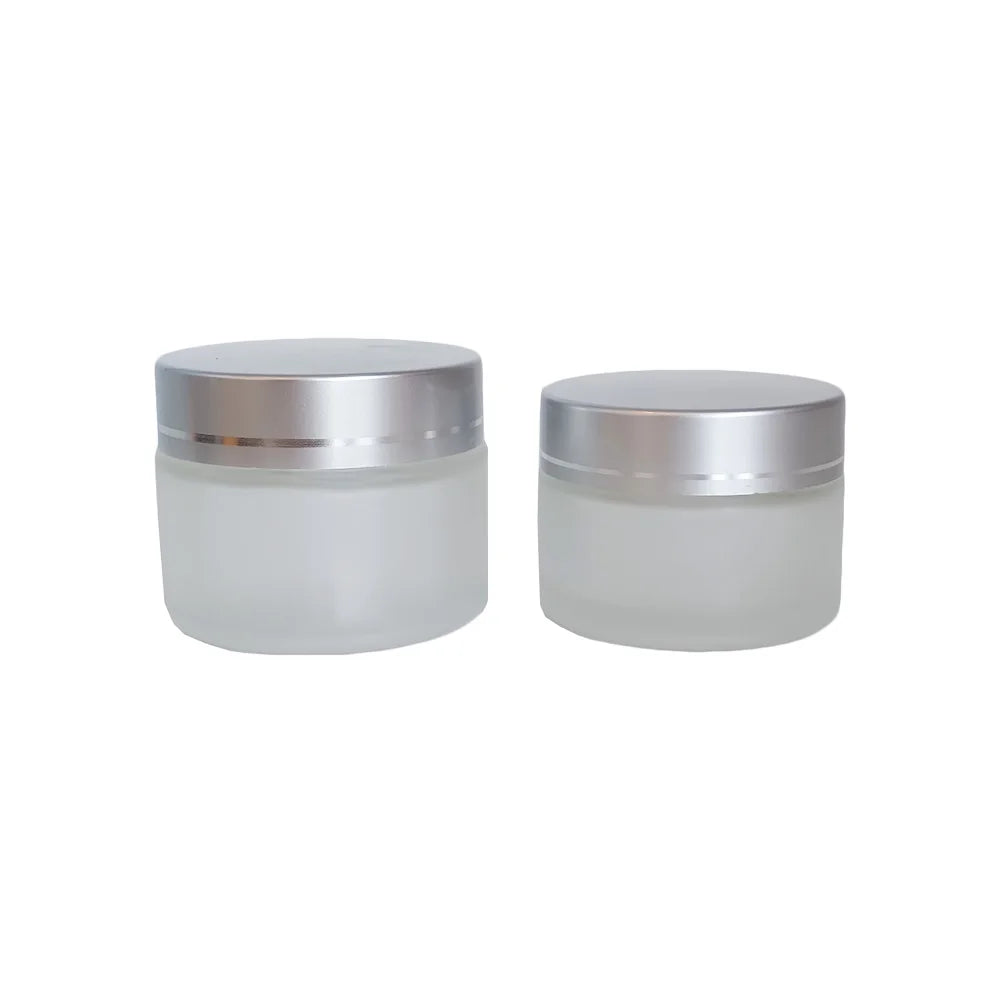 Wholesale Custom air Tight 5ml 10ml 15ml 20ml 30ml 50ml 100ml Matte Frosted Glass Cream Cosmetic Jars with Screw Aluminum Lid - 图片 6