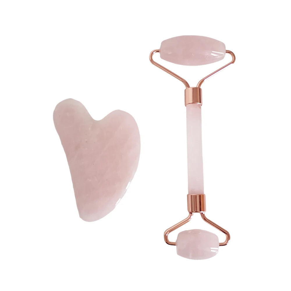 Rose Quartz Stone Facial Skin Caring Portable Guasha Tool Custom Logo Anti Aging Pink Crystal Face Jade Gua Sha Home Massager - 图片 2