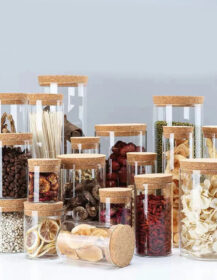 High Borosilicate Glass Candle Food Honey Storage Jars With Cork Lid
