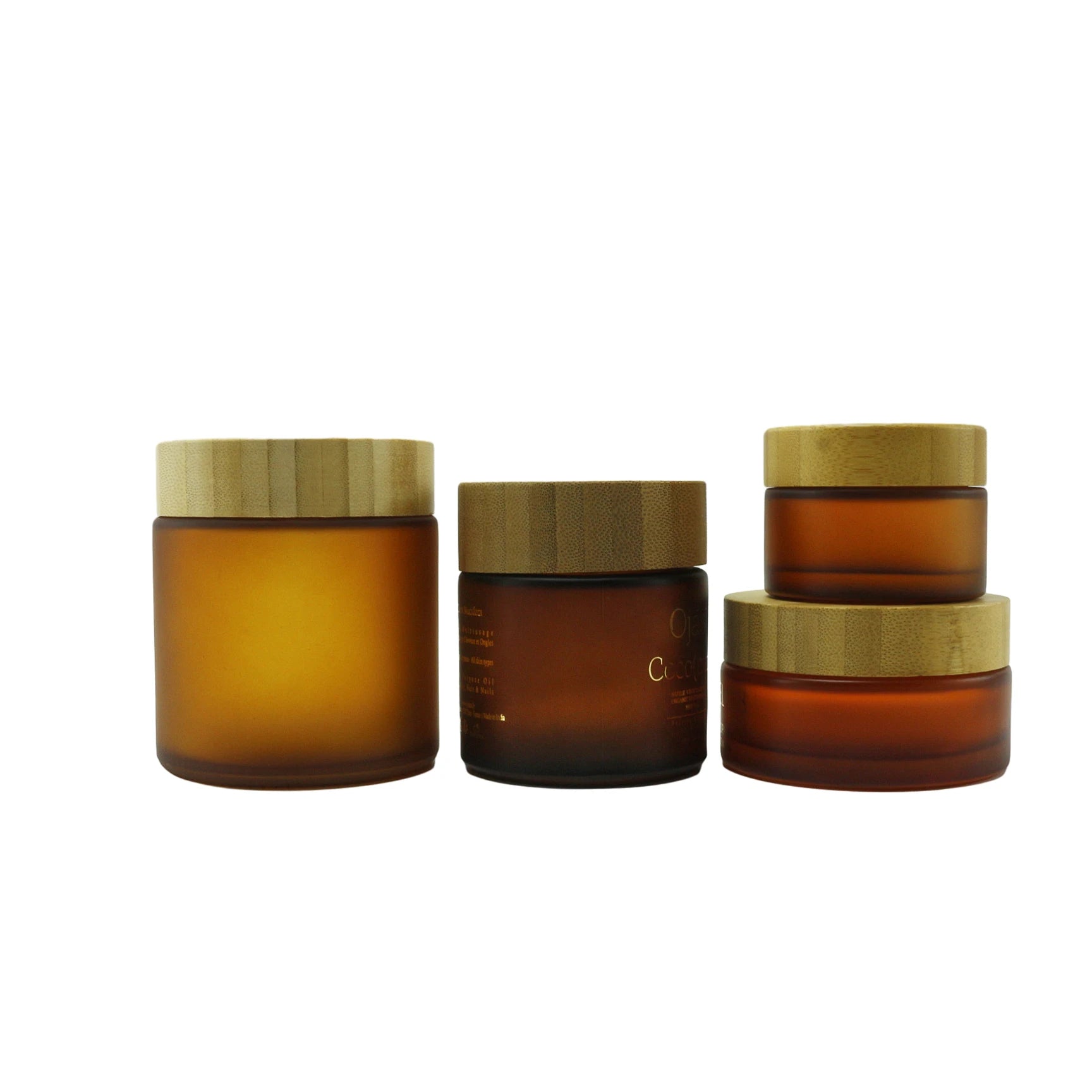 30g 50g 100g 150g 250g Skin Care Face Cream Glass Jar with Bamboo Lid Frosted Amber Glass Jar - 图片 7