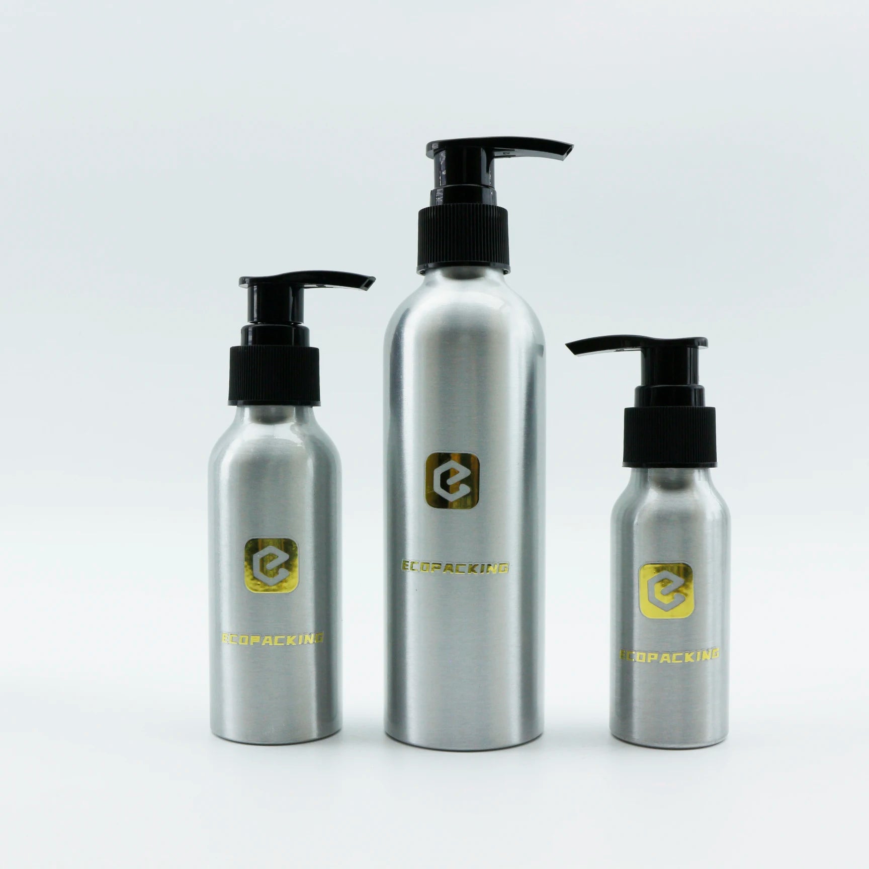 Recycled Empty 30ml 50ml 100ml 250ml Silver Metal Aluminum Bottles Pump for Shampoo Lotion Hair Conditioner Hand Soap Perfume - 图片 4