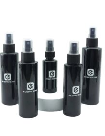 Empty Black Plastic Refillable Fine Mist Spray Bottles for Hair Body Face Cosmetic Packaging