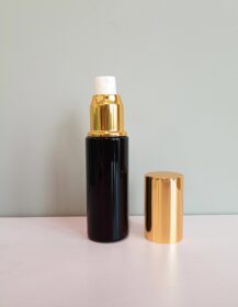High End 30ml 50ml Black Glass Cosmetic Oil Spray Bottle with Gold Mist Sprayer for Perfume Essential Oil Container