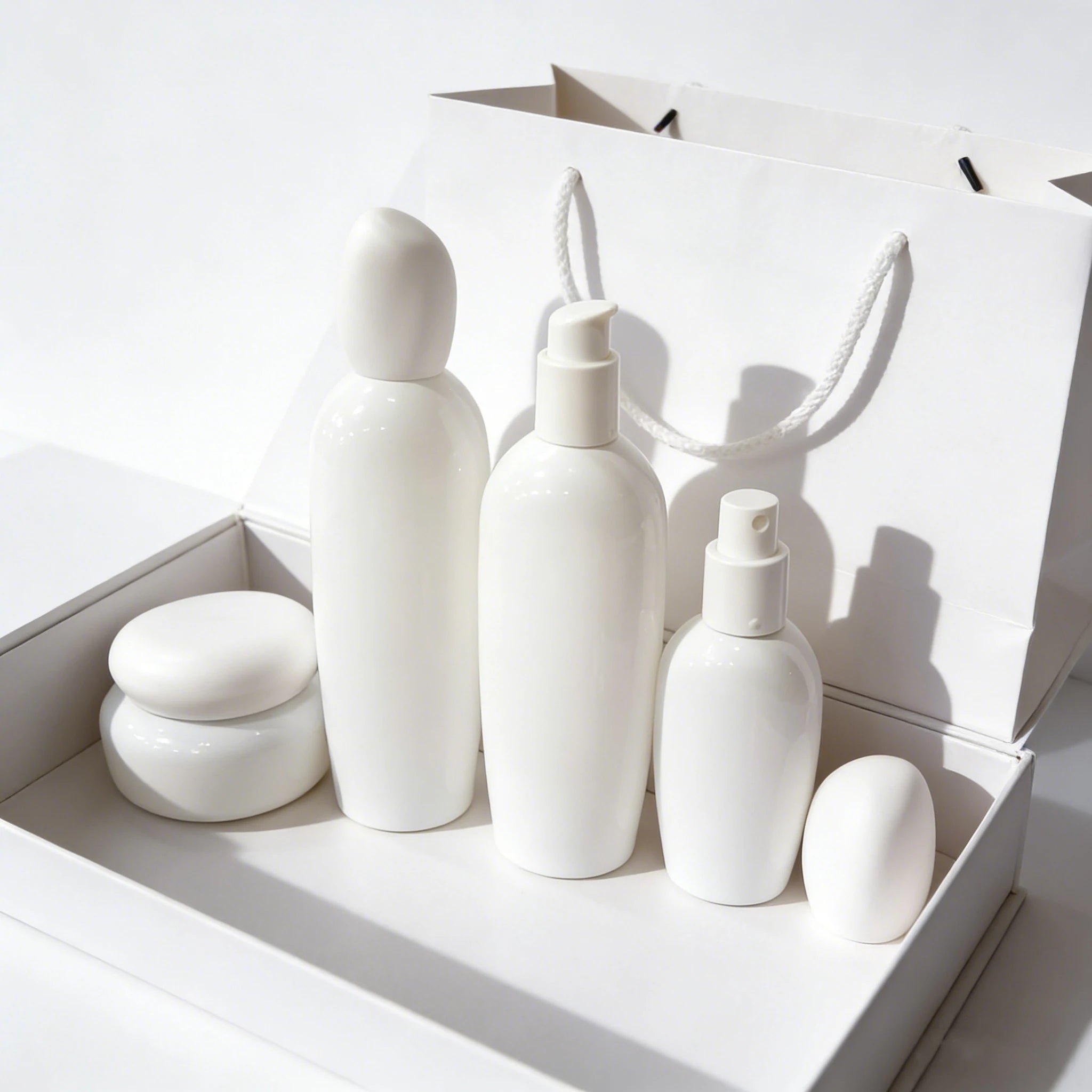 Luxury Glass Body Serum Bottle 50g Eye Cream Glass Jar with Screw Cap Silk Screen & Hot Stamping Printing Cosmetic Packaging - 图片 2