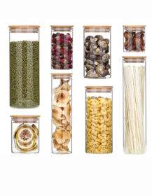 Wholesale 500ml High Borosilicate Jar Clear Container Glass Food Storage Jars with Bamboo Lid