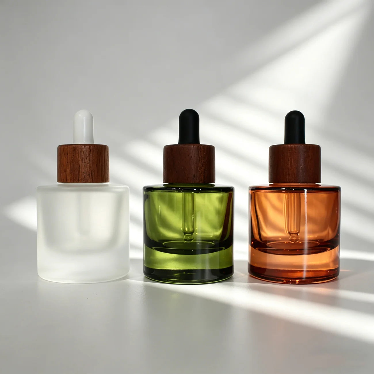 Luxury Custom Color Skincare Packaging 15ml 30ml 50ml Eye Hair Oil Wood Dropper Bottle with Pipette