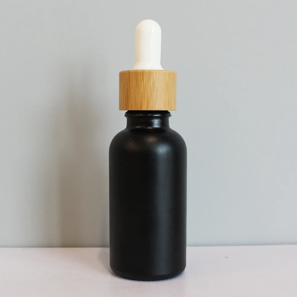 Luxury Cosmetics 1 oz 2 oz 4 oz Matte Black Glass Dropper Bottles for Essential Oil Serum Hair Oil Dropper Bottle - 图片 5