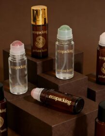 30ml 50ml Cylinder Roll on Deodorant Essential Oil Amber Clear Transparent Perfume Glass Roll on with Gemstone Roller Ball