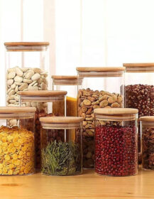 Borosilicate Clear Glass Food Storage Jars Airtight Glass Container Jar With Bamboo Lid R888