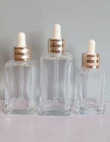 Wholesale Cosmetics Bottles square Glass Dropper Bottle 50ml 30ml Serum Bottle 100ml Essential Oil Glass Bottles With Droppers