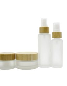 Eco Friendly Skincare Packaging Frosted 200ml 500ml Custom Cosmetic Cream Jar and Lotion Pump Bottle Set