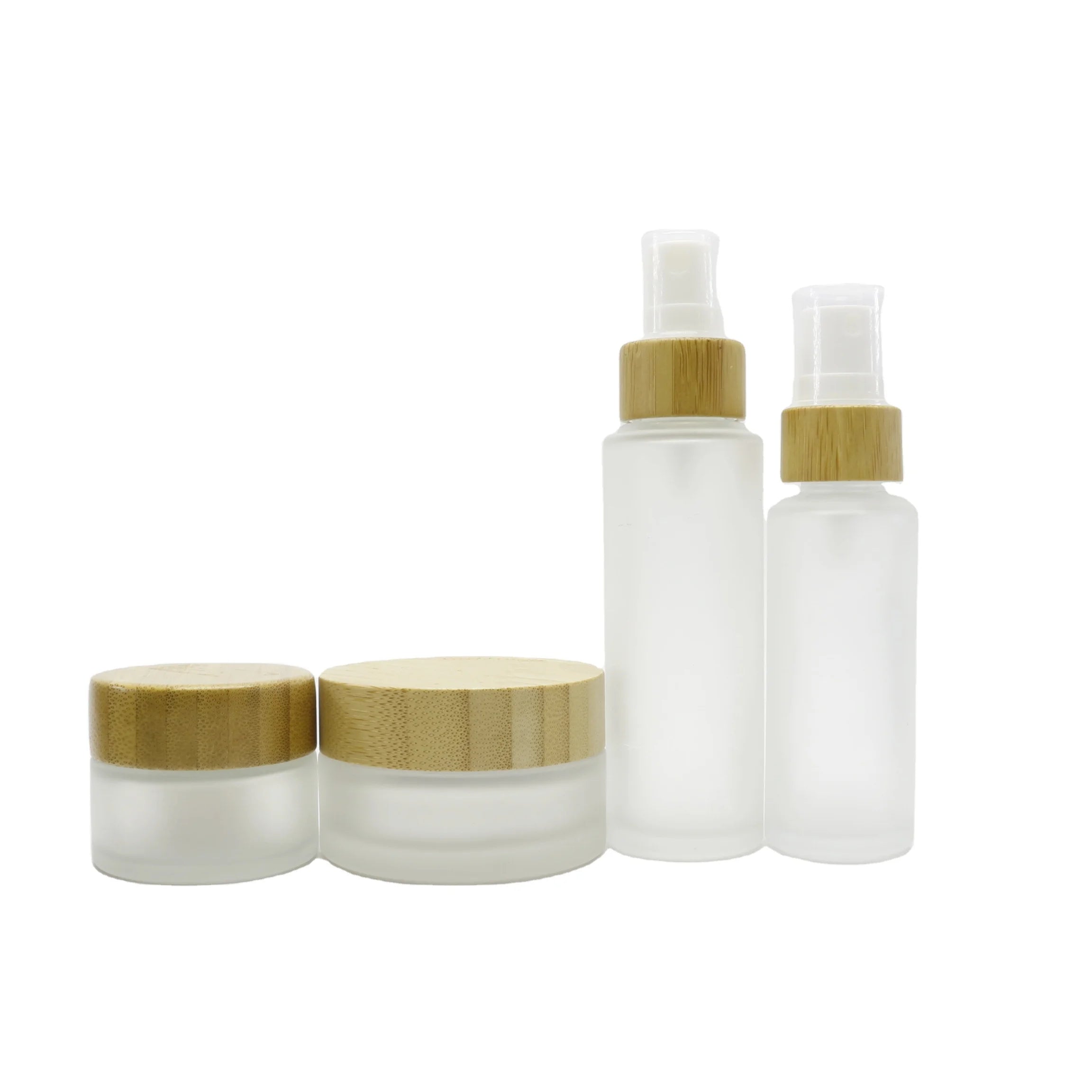 Eco Friendly Skincare Packaging Frosted 200ml 500ml Custom Cosmetic Cream Jar and Lotion Pump Bottle Set