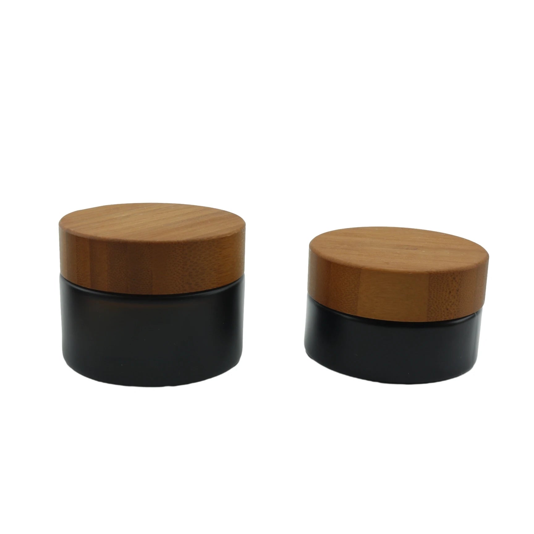 Frosted Black Glass Jar 200g 150g 100g Glass Cosmetic Jars 50g 30g 15g Glass Jar with Bamboo Lid for Face Cream - 图片 2