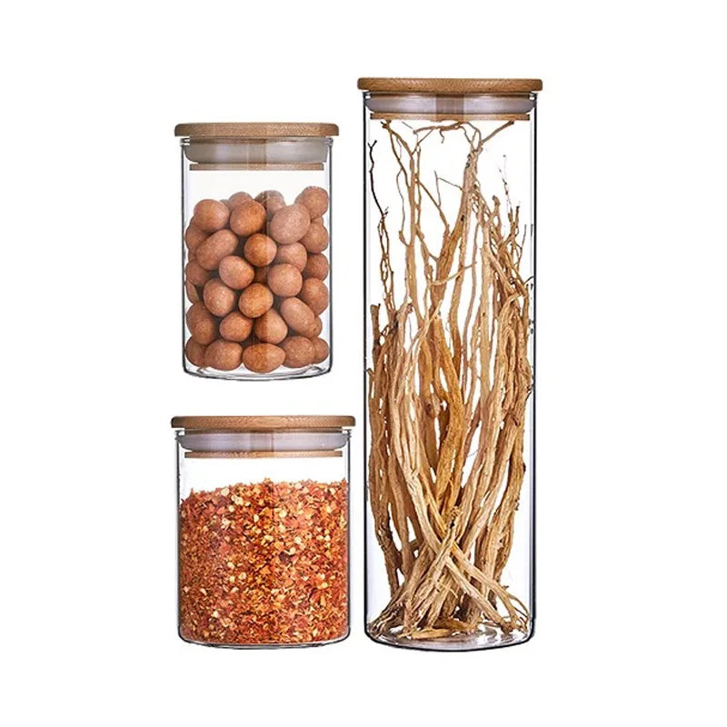 High Quality Low Price Borosilicate Glass Storage Jar Heat Resistant Bamboo Lid Glass Jar - 图片 6