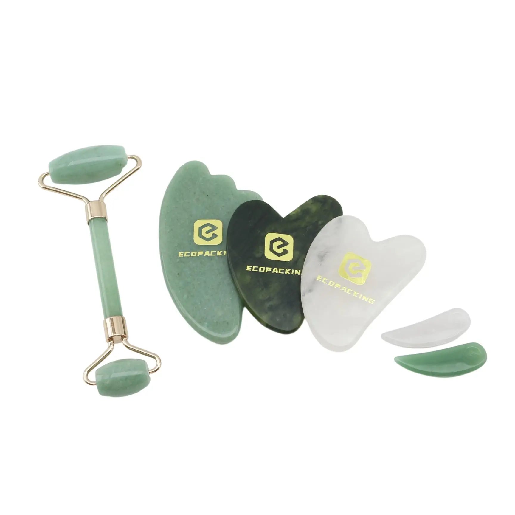 Rose Quartz Face Roller and Gua Sha Massager Kit Crystal Stone Guasha Facial Beauty Tool Custom Jade Roller and Gua Sha Set A888 - 图片 2