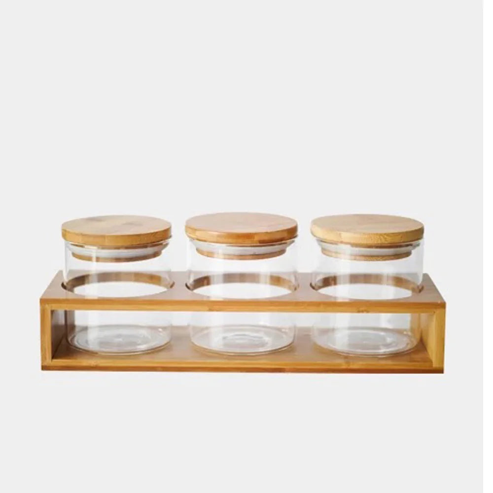 850ml Borosilicate Glass Food Grade Storage Jar with Bamboo Lid Screw Cap Screen Printed Carton Packed for Candy & Chocolate - 图片 4