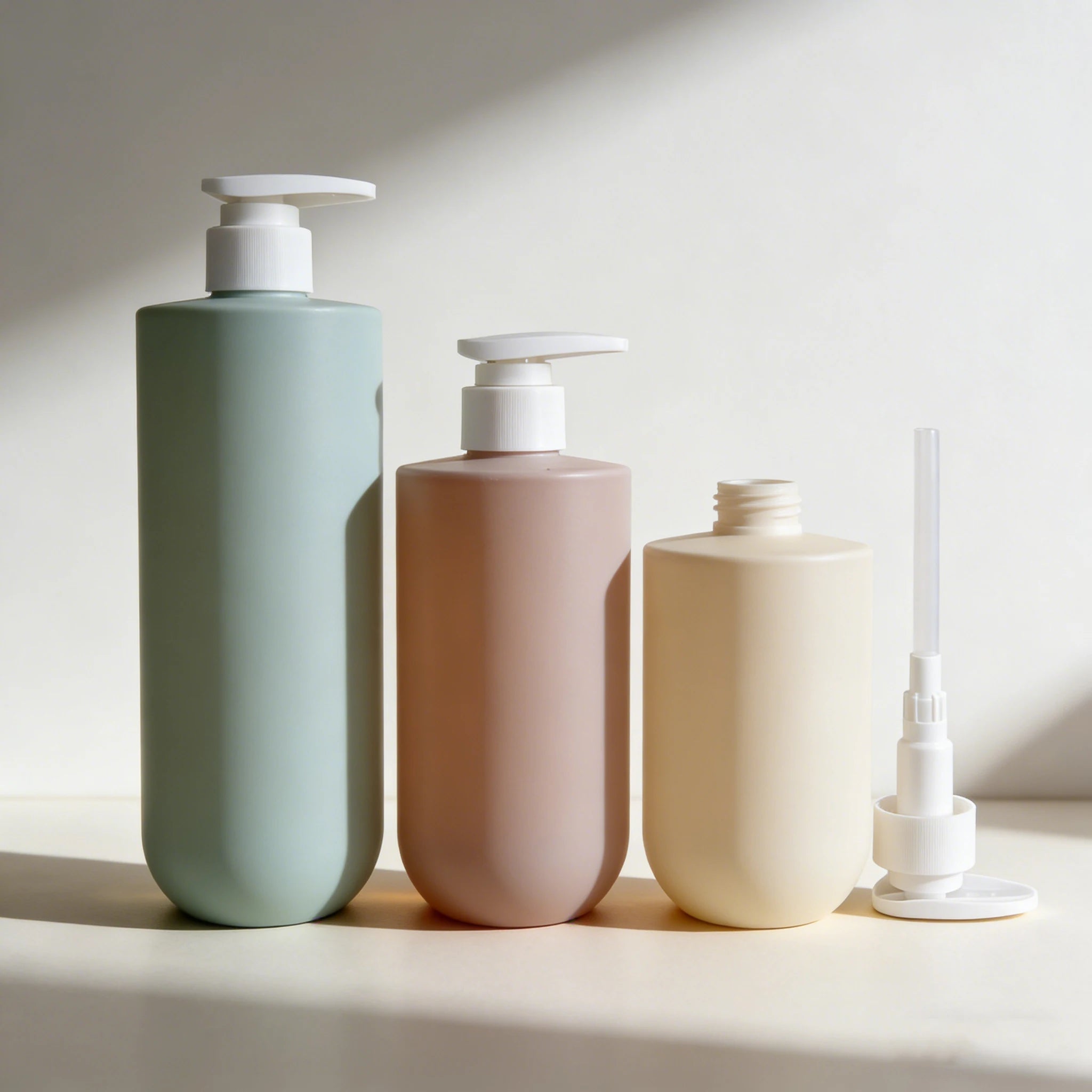 Luxury 250ml 350ml 8oz Round Shoulder clear Plastic Cosmetic Essential Oil Hair Care Bottles Set - 图片 2