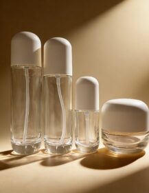 High Quality Glass Cosmetic Lotion Bottle 50ml 100ml 120ml Empty Round Shape Glass Cream Jar Set for Skincare Packaging