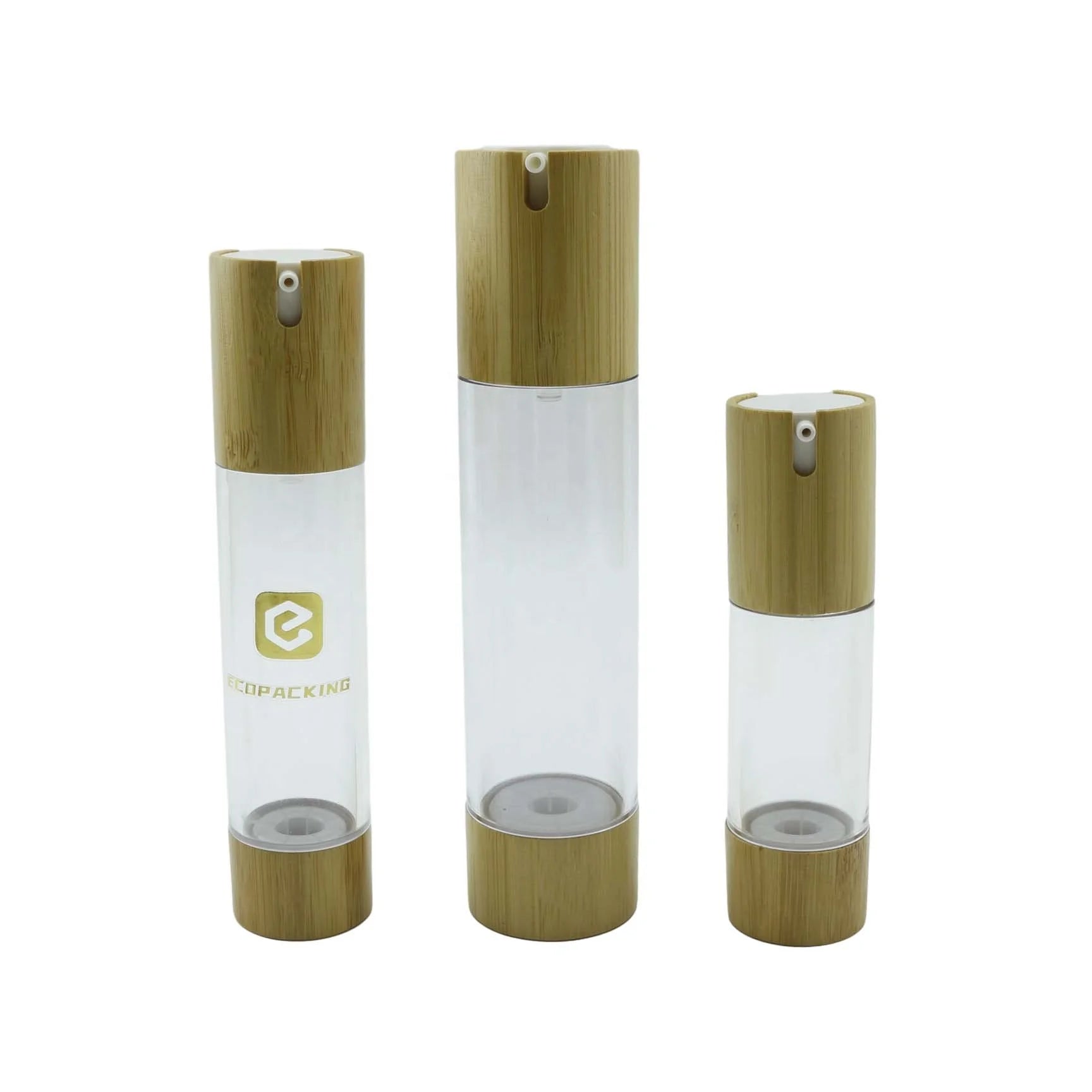 Refillable Bamboo Airless Pump Bottle 15ml 30ml 50ml 100ml Cosmetic Lotion Serum Bottle - 图片 3