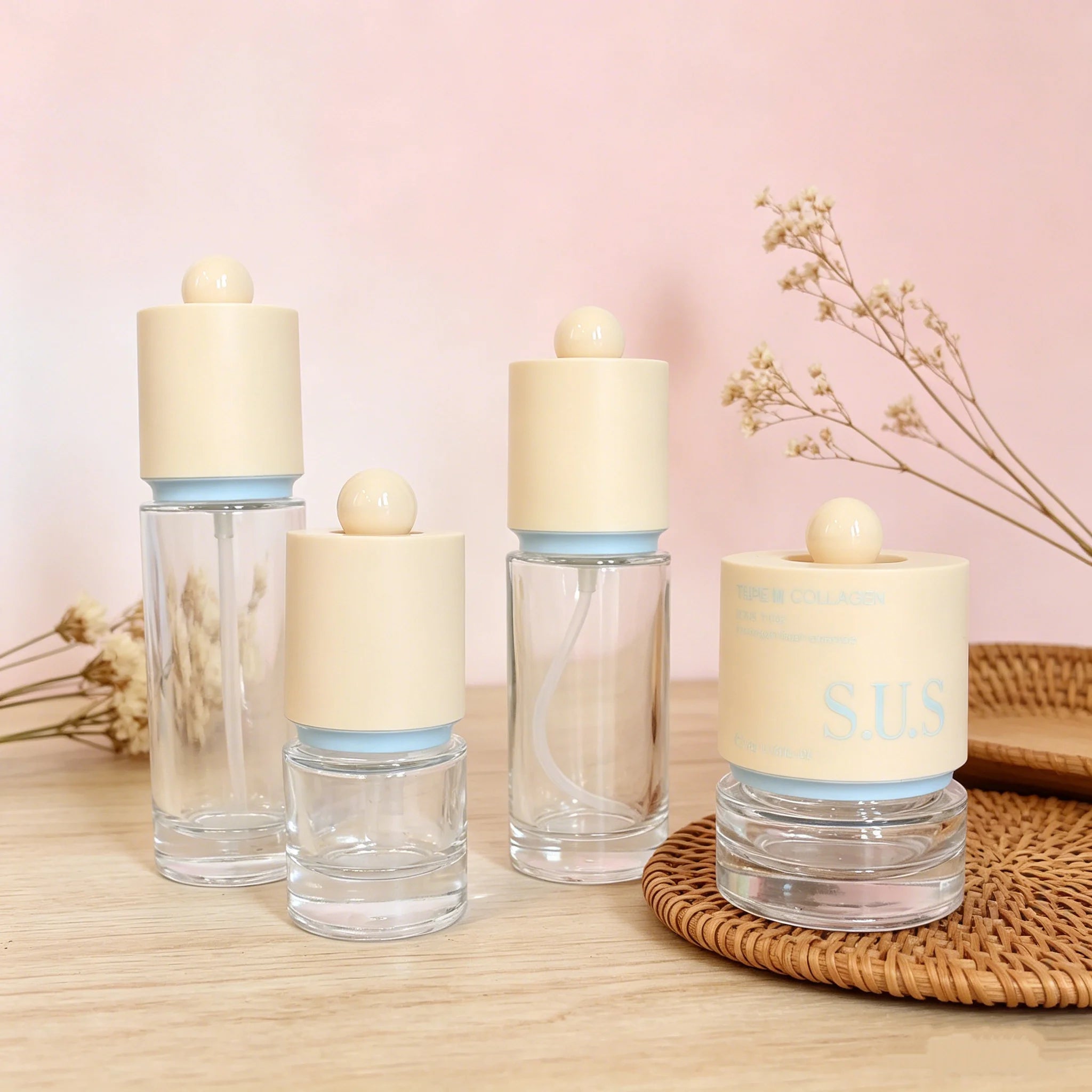 Luxury Thick Base Glass Serum Bottle, Tall Cap High-End Cosmetic Pump Bottle 30ml 50ml 100ml 120ml Skincare Wholesale - 图片 7