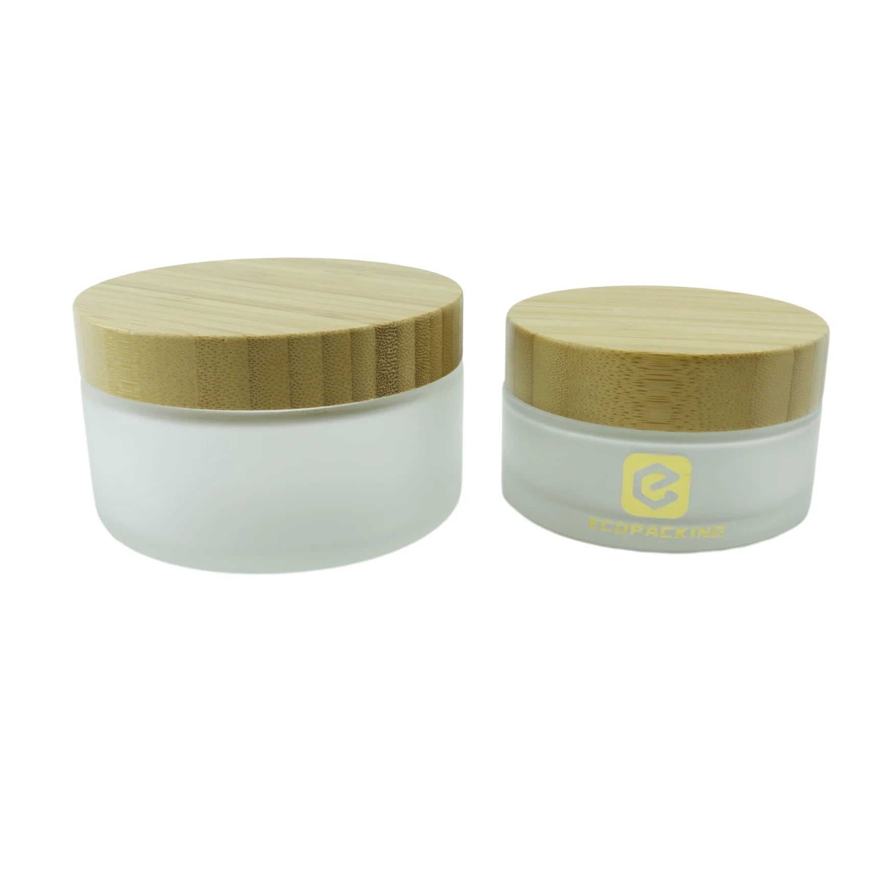 100g 200g clear Green Amber Cosmetic Frosted Glass Jars Bamboo Packaging with Bamboo Lid - 图片 4
