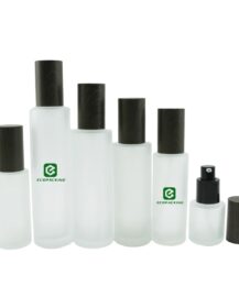 Hot Sale 15ml 30ml 50ml 60ml 100ml 200ml clear Frosted Flat Shoulder Glass Lotion Bottle with Pump