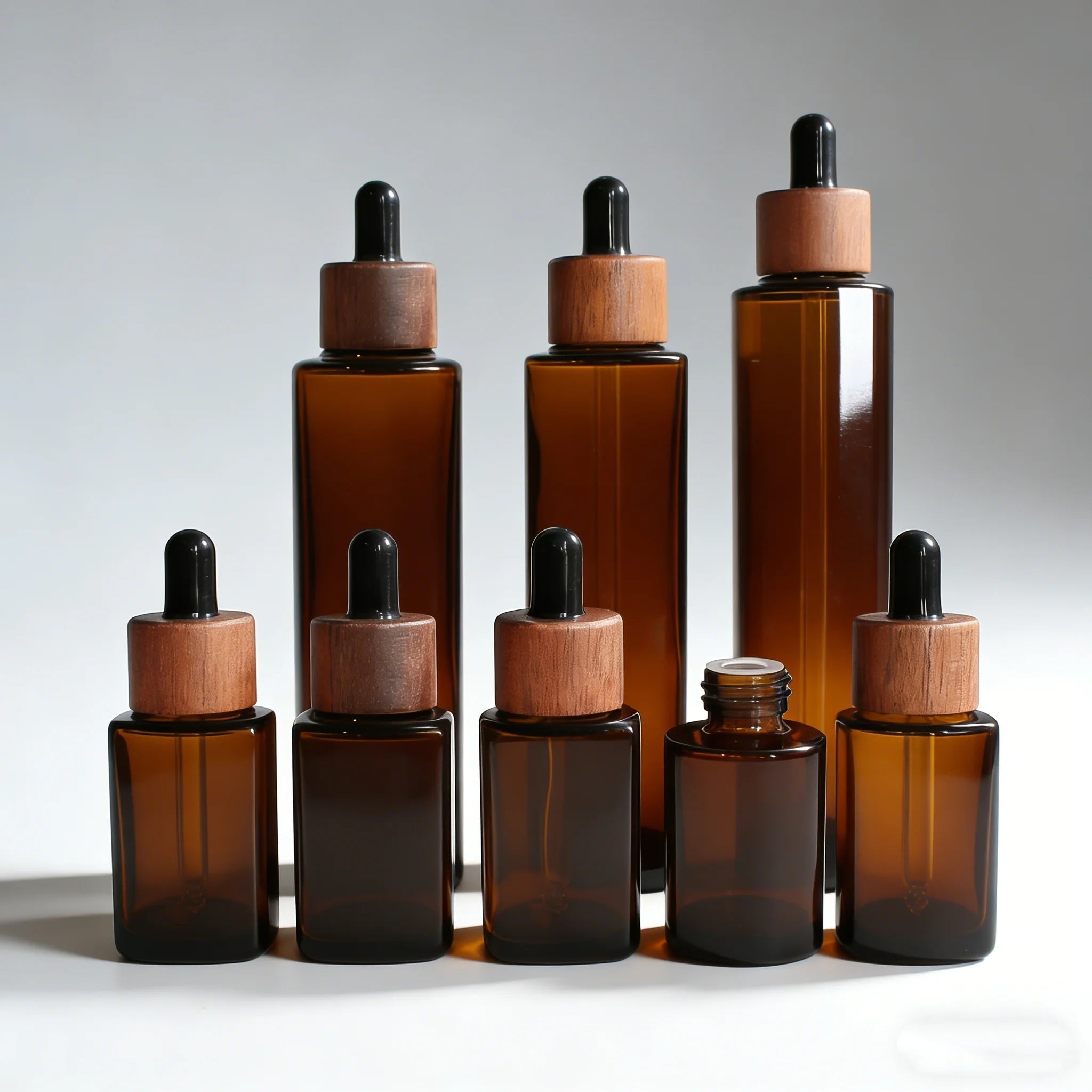 Amber Glass Dropper Bottle 30ml 50ml 100ml UV Protection Custom Logo Custom Cap Color for Essential Oil Skin Care Serum Cosmetic - 图片 4