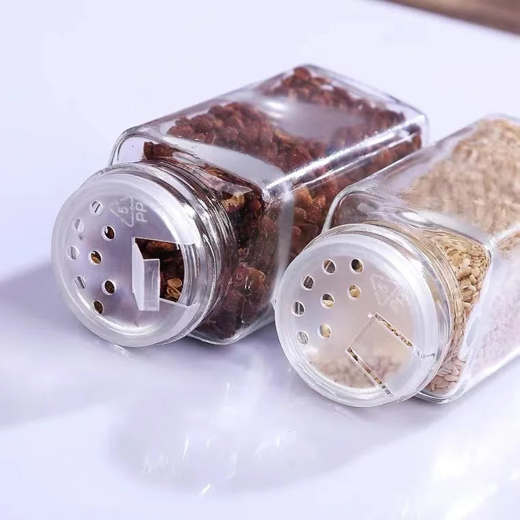 120ml 4oz square Seasoning Bottle Set Spice Container Kitchen Storage Jar with Bamboo Wood Lid - 图片 2