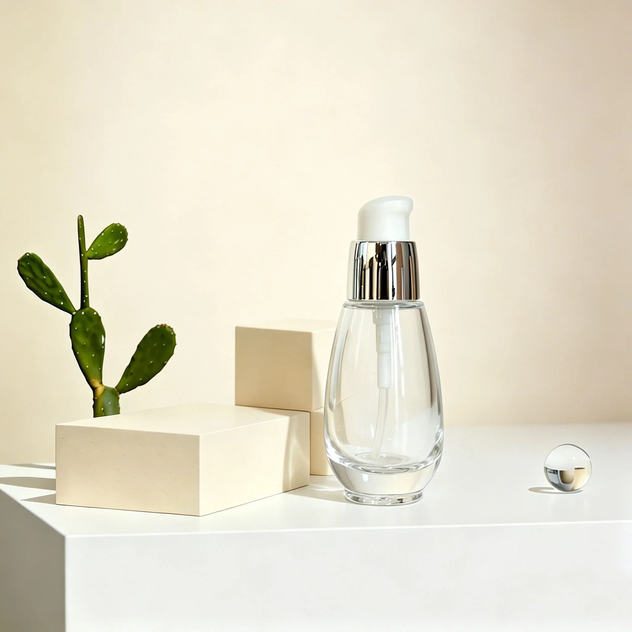 30ml Clear Glass Pump Bottles Empty Refillable Serum Dispenser with Silver Pump for Skincare Cosmetic Packaging - 图片 8