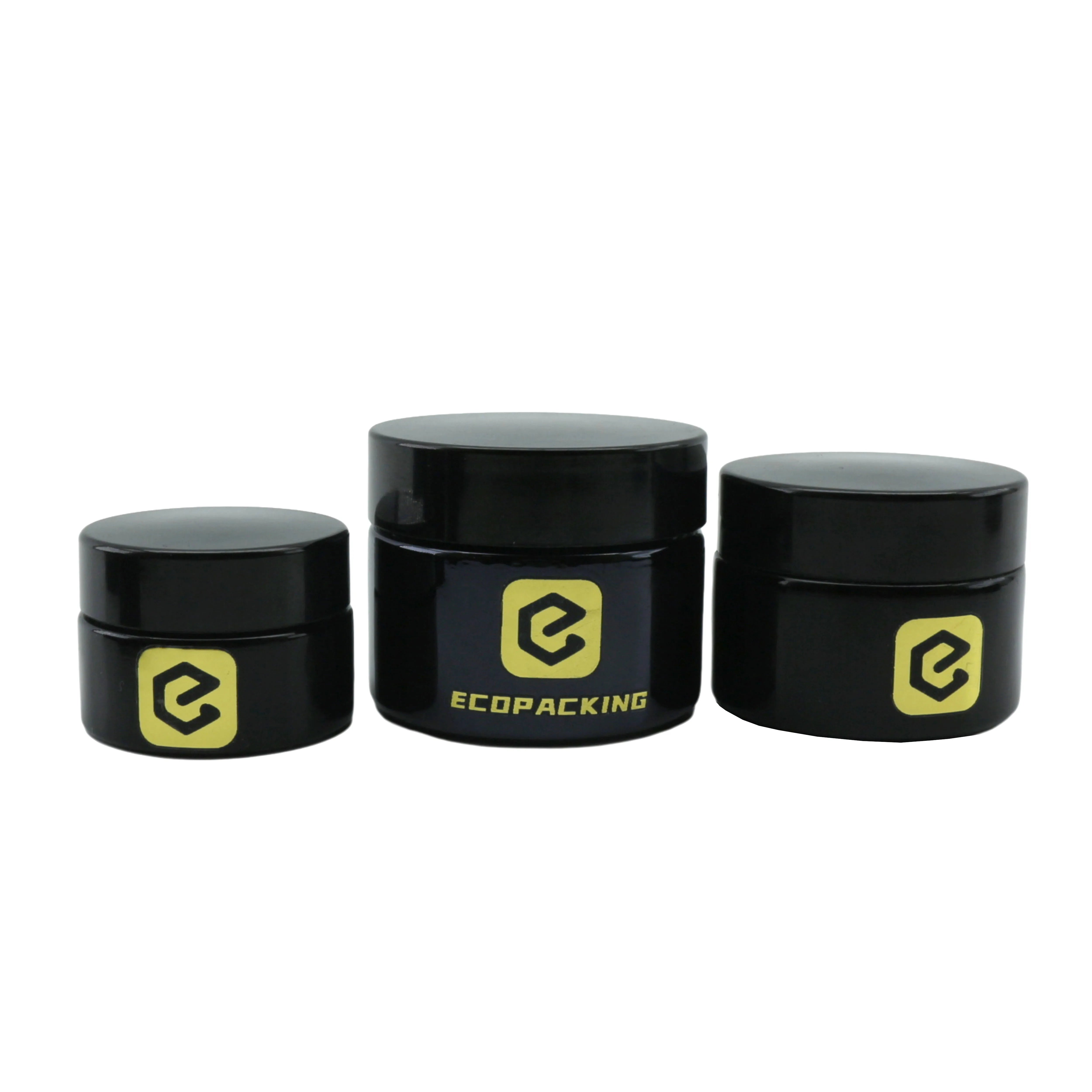 Cosmetic Jars 5ml 15ml 30ml 50ml 100ml 200ml Uv Black Glass Jar with Flat Lid - 图片 5