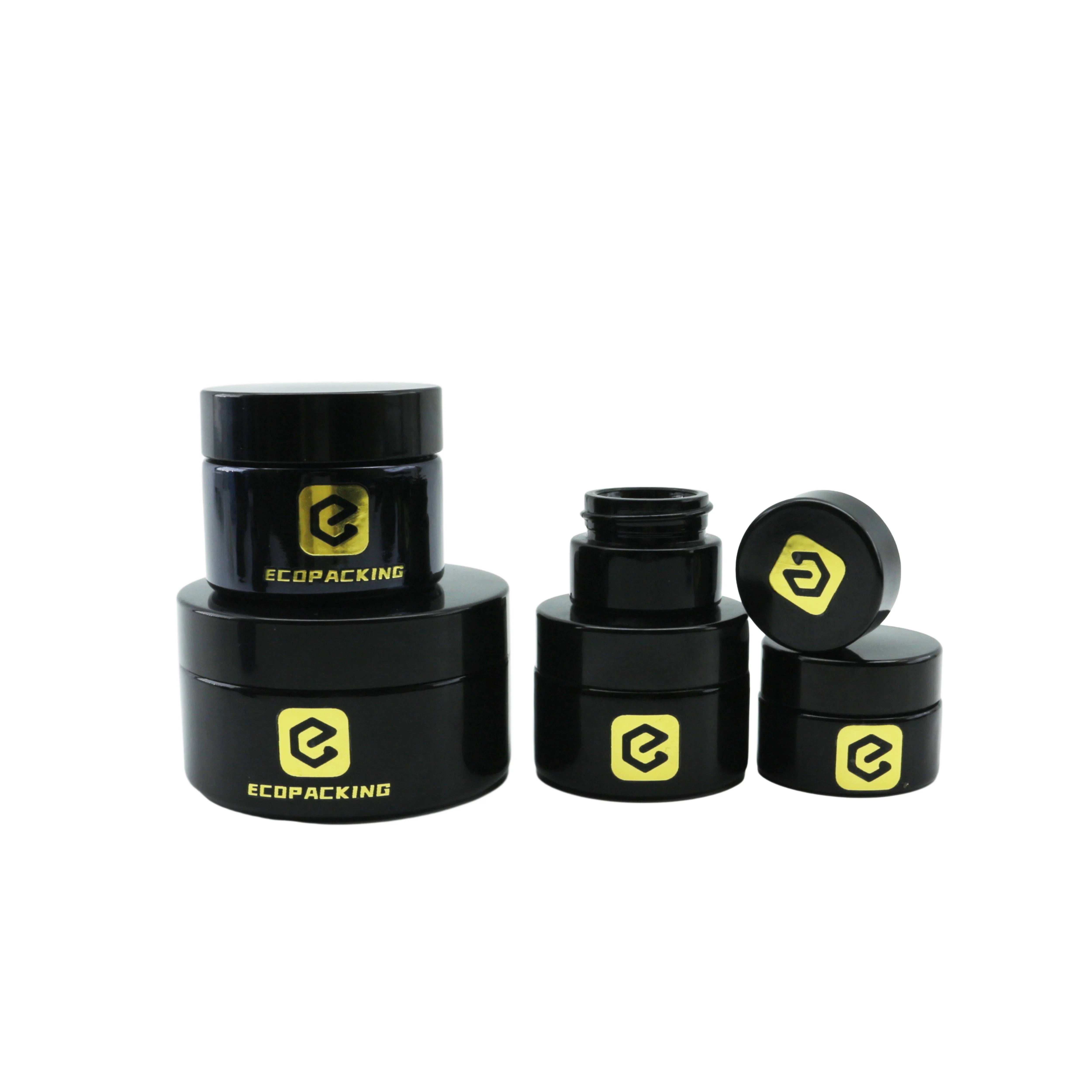 UV Black Dark Violet Cosmetic Glass Jar with Lid 5ml to 1000ml Range for Body Butter Cream Hair Wax for Skin Care - 图片 4