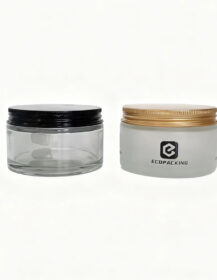 Custom Empty Wide Mouth 200g 200 ml Clear Frosted Glass Jar Skincare Cosmetic Cream Glass Jars with Gold Silver Lids for Cream