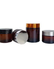 Wholesale 1oz 2 oz 3oz 50 ml 100 ml Amber Cosmetic Cream Glass Jar With Lids and Inner Liner