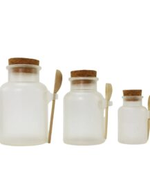 Frosted Plastic 100ml 200ml 300ml 500ml Bath Salt Bottle With Cork Cosmetic Facial Powder Container with Wood Spoon