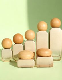 30g 50g Luxury OEM square Empty Cosmetic Skin Care Face Cream Eye Cream Balm with Beech Wooden Cap