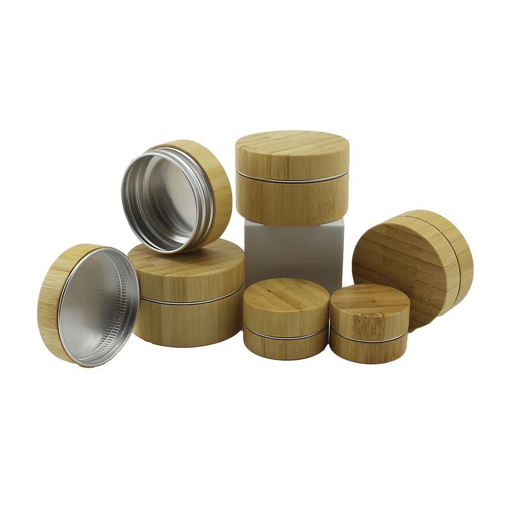 Eco Friendly Cosmetic Jars Empty Refillable Aluminum Bamboo Cream Jar Custom Logo 100ml Aluminium Tin Jar With Bamboo Lid - 图片 6