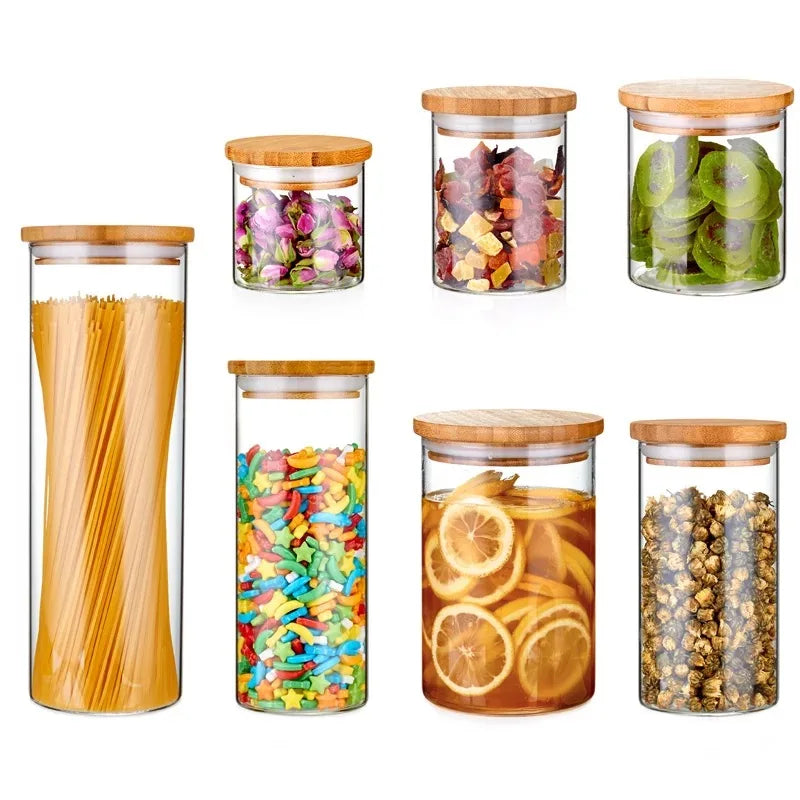 1800ml Eco-Friendly Glass Tea Storage Jar with Bamboo Lid Kitchen Food Storage Containers Set Screw Cap Sealing Packed in Carton - 图片 7