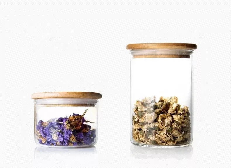 High Borosilicate Heat Resistant Airtight Food Spice Glass Storage Jar Container with Bamboo Lid R888 - 图片 2