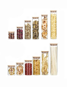 High Quality Borosilicate Kitchen Storage Glass Jars Set Spice Container Bottles with Bamboo Lid